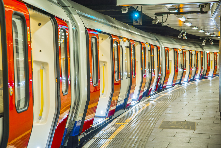 A tube train with all its doors open